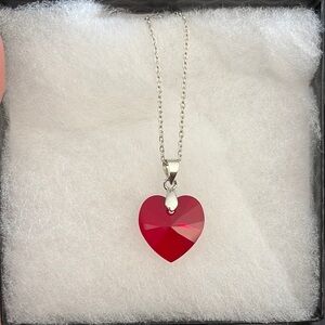 Heart Pendant Necklace in Red and Silver
